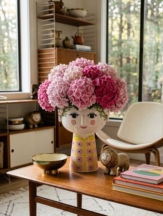 Bjørn Wiinblad Other - Bjørn Wiinblad Eva Vase whimsical woman's face textured hair decals